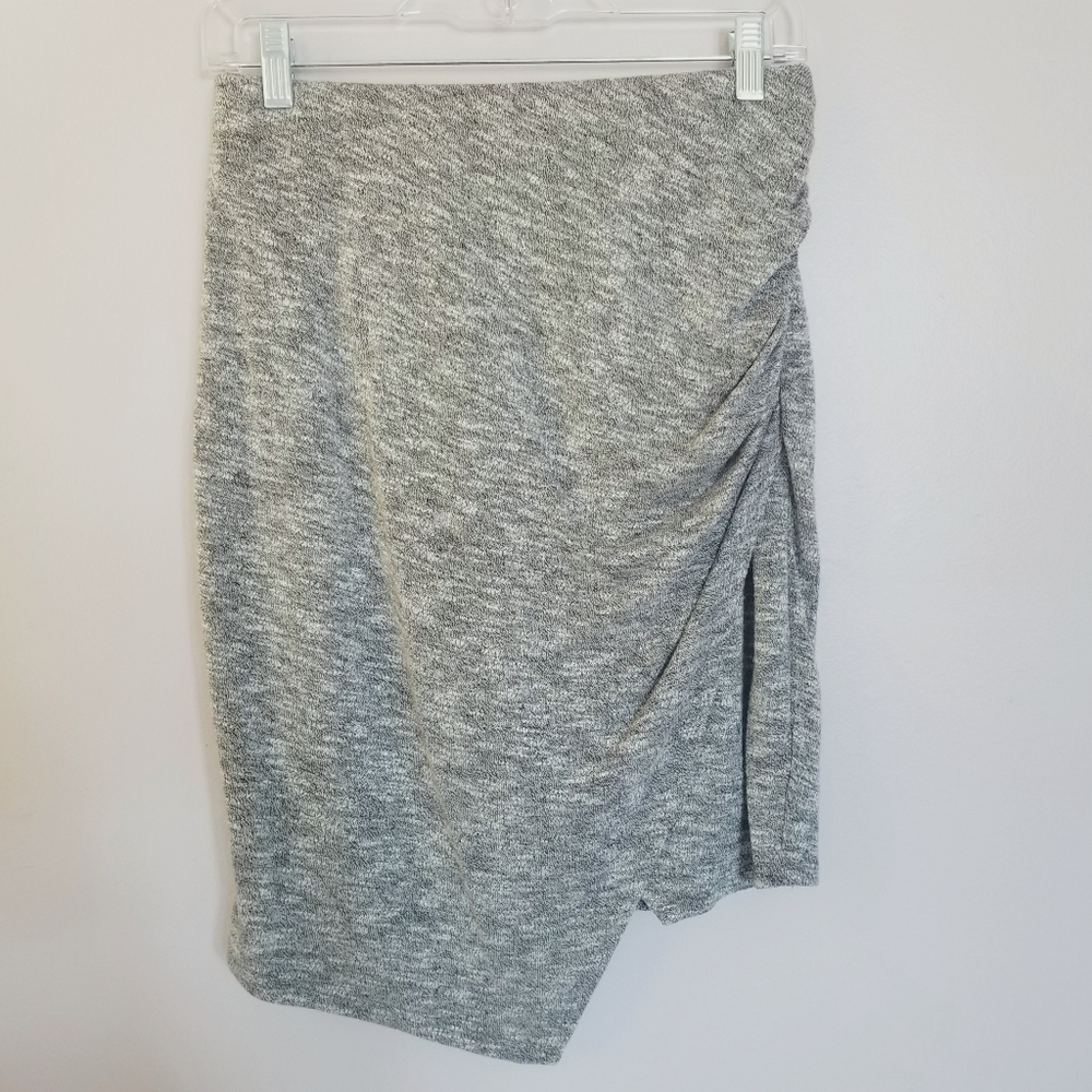 Grey Knit Asymmetrical Midi Skirt
